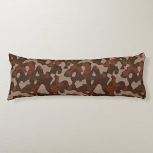 Coussins Longs Rouge rouillé et camouflage olive foncé abstrait