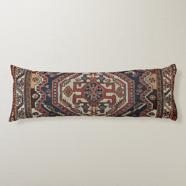 Coussins Longs Rouge royal bleu de Qashqai Aztec  (Devant)