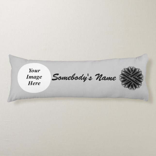 Coussins Longs Ruban à fleurs noires par Kenneth Yoncich Modèle (Devant)