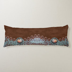 Coussins Longs Rustique brun turquoise de l'ouest motif