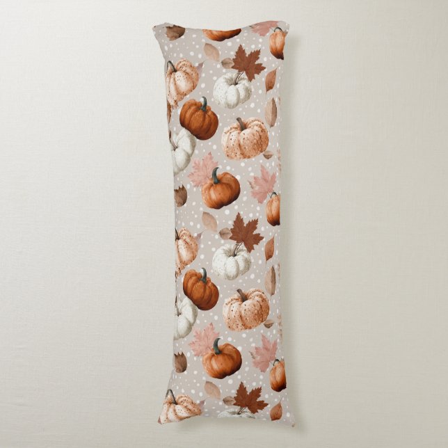 Coussins Longs Rustique Citrouilles d'automne et feuilles d'autom (Devant (Vertical))