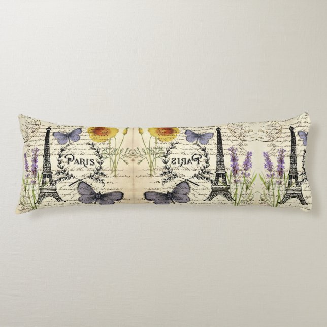Coussins Longs rustique français scripts de pays paris eiffel tow (Devant)