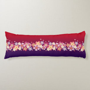Coussins Longs Sakura Blossoms Mixtes Kimono Style Rouge & Purple