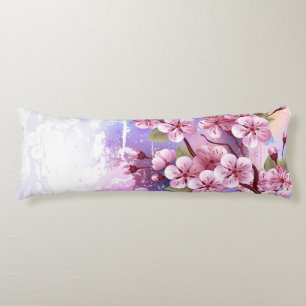 Coussins Longs Sakura rose sur la peinture Arrière - plan