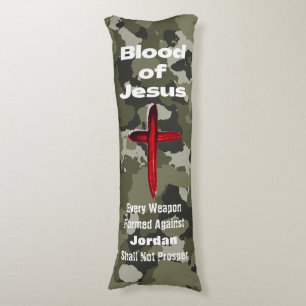 Coussins Longs Sang de Jésus Camo Vert Corps de prière personnali