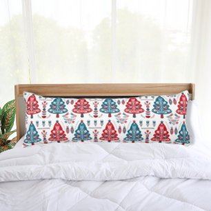 Coussins Longs Sapin de Noël scandinave rouge bleu élégant