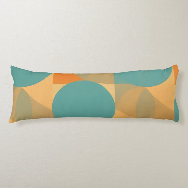 Coussins Longs Sarcelle, Brun clair et Orange dans un motif de st (Devant)