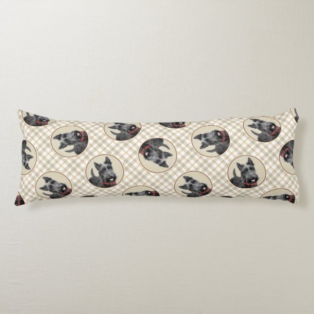 Coussins Longs Scottish Terrier Peinture Black Original Chien Art (Devant)