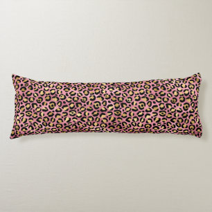 Coussins Longs Série de design léopard rose et or 15
