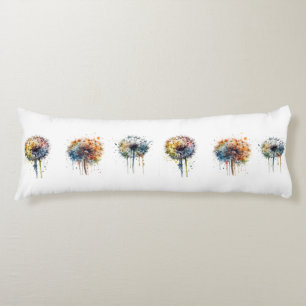 Coussins Longs série de pandelions colorés à l'aquarelle
