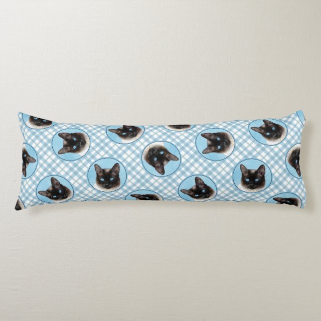 Coussins Longs Siamese Chat Portrait Peinture Cute Art Original (Devant)