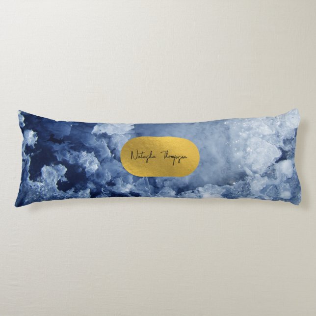Coussins Longs Signature Blue Gold Foil Sea Crystals (Devant)