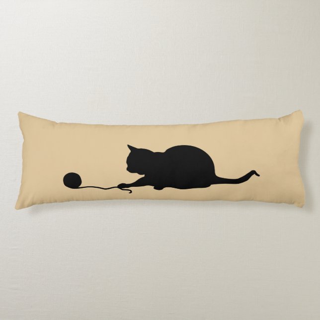 Coussins Longs Silhouette de chat en jeu (Devant)