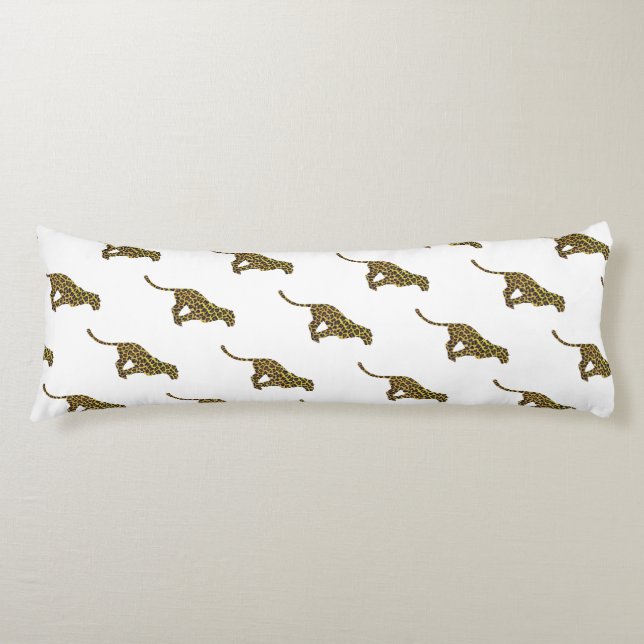 Coussins Longs Silhouette léopard Brown et jaune (Devant)