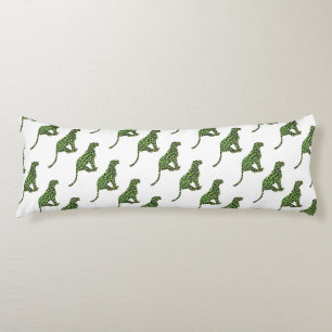 Coussins Longs Silhouette Leopard noir et vert