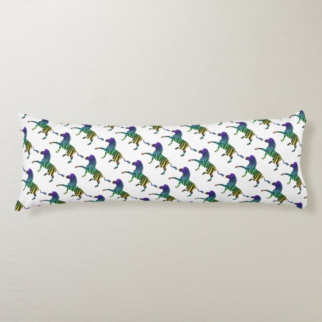 Coussins Longs Silhouette Zebra noir et arc-en-ciel (Devant)