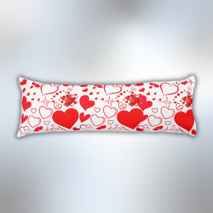 Coussins Longs Simple Coeurs Rouges Amour Romantique Sur Blanc