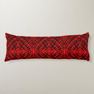 Coussins Longs Simple Gribouillis Carrelage Miroir Rouge