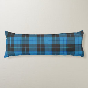Coussins Longs Simple motif tartan en bleu foncé