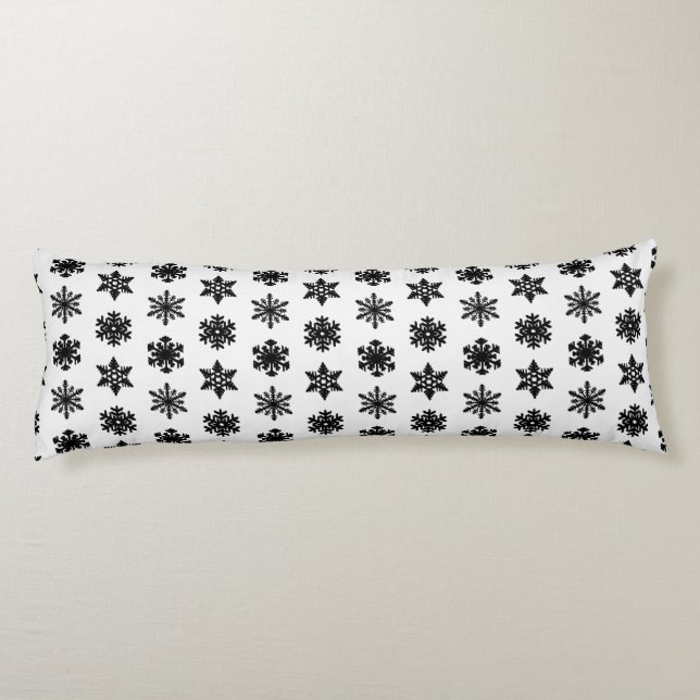 Coussins Longs Snowflakes Ikat - Blanc et noir (Dos)