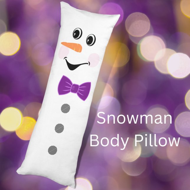 Coussins Longs Snowman sur mesure mignon avec Bowtie violette (Créateur téléchargé)