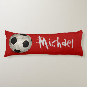 Coussins Longs Soccer Ball Kids Red Personalized Pillow
