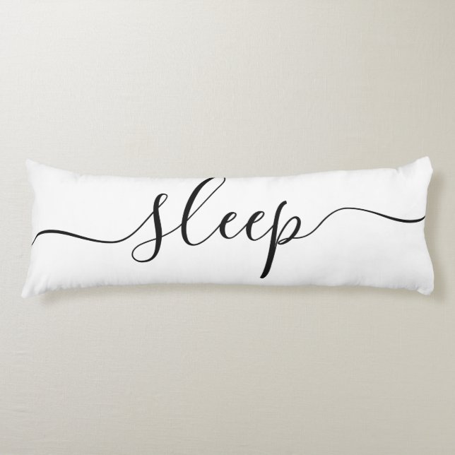 Coussins Longs Sommeil Repos Blanc Noir Écriture Réversible (Devant)