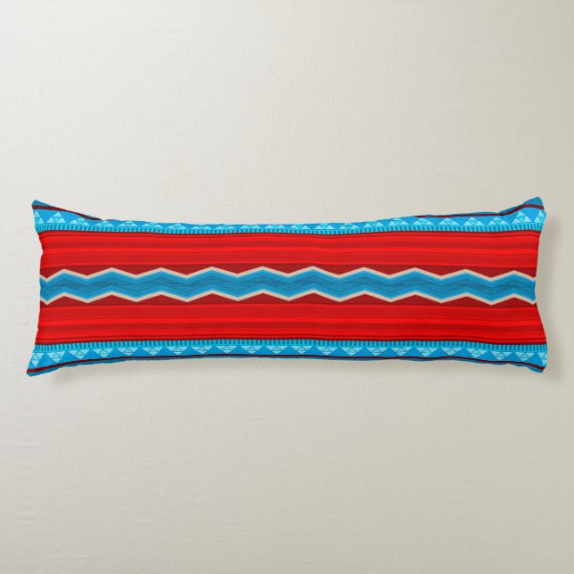 Coussins Longs Southwest River Canyon Rouge et Turquoise (Devant)