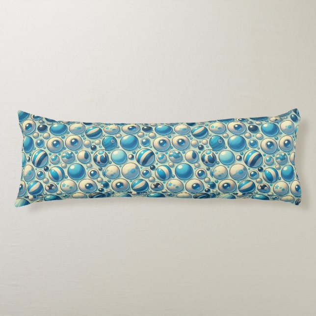 Coussins Longs Sphères décoratives bleues et blanches vibrantes (Devant)