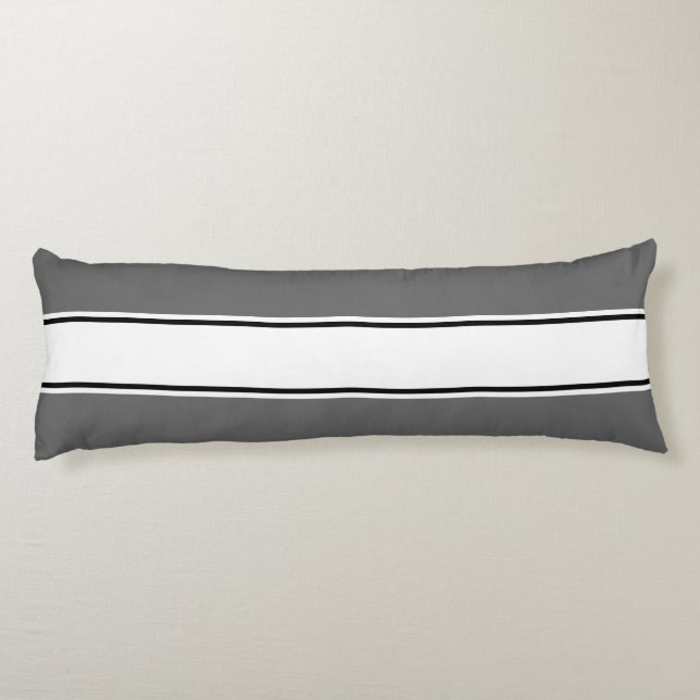 Coussins Longs Sports Stripes blanc noir + votre couleur de dos (Dos)