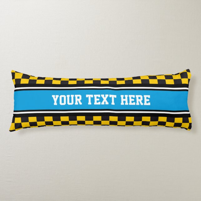 Coussins Longs Sports Stripes cyan noir + backgr couleur & texte (Devant)