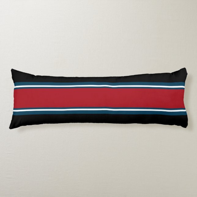 Coussins Longs Sports Stripes rouge bleu + votre couleur de dos (Devant)