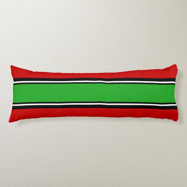 Coussins Longs Sports Stripes vert noir + votre couleur de dos (Devant)