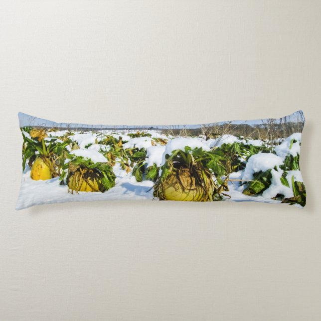 Coussins Longs Squash d'hiver en neige - Personnalisé (Devant)