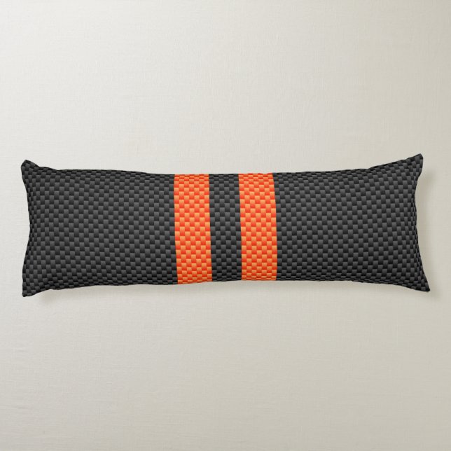 Coussins Longs Style Carbone d'impression d'accents orange sporti (Dos)