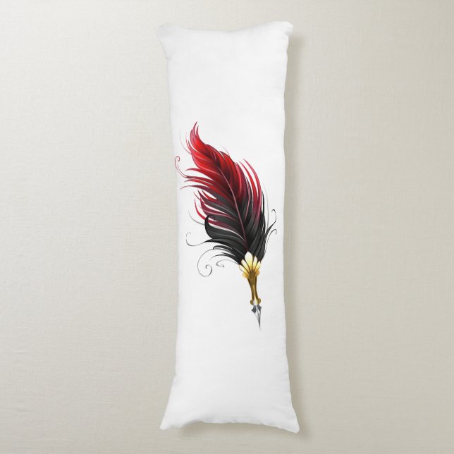 Coussins Longs Stylo rouge en plumes avec nib or (Devant (Vertical))