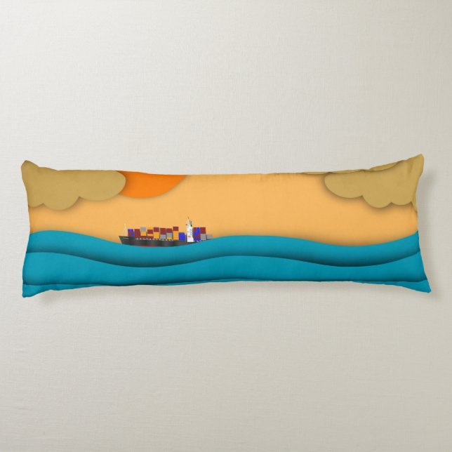 Coussins Longs Sunrise Ocean Ship Sun Sunset (Dos)