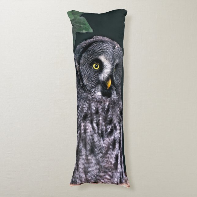 Coussins Longs Superbe Chouette grise d'Halloween, Art animalier (Devant (Vertical))