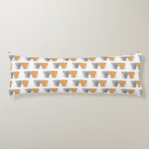 Coussins Longs Sweet Kittens Motif Orange et Grey Kitties