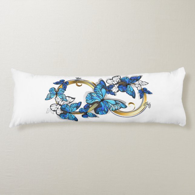 Coussins Longs Symbol Infinity of Blue Morpho Butterflies (Devant)