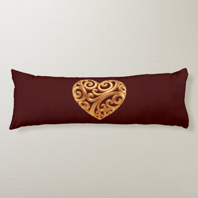 Coussins Longs Symbole Bourguignon Cœur Doré de l'Amour (Devant)