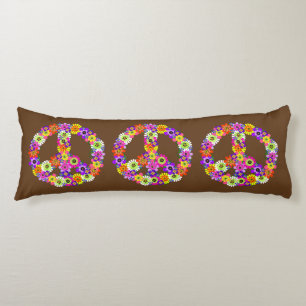 Coussins Longs SYMBOLE DE LA PAIX Floral en Brown