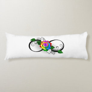 Coussins Longs Symbole d'infini avec rose arc-en-ciel
