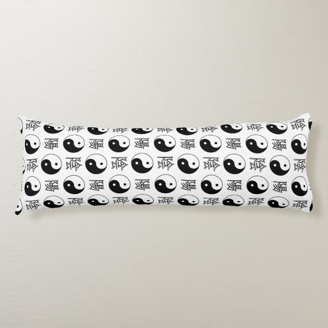 Coussins Longs SYMBOLE YINyang Blanc Motif chinois (Devant)