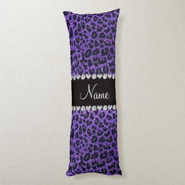 Coussins Longs Taches de léopard de parties scintillant violet de (Dos (Vertical))