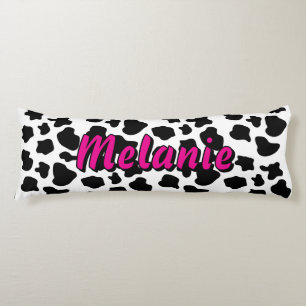Coussins Longs Taches de vache noir et blanc personnalisées