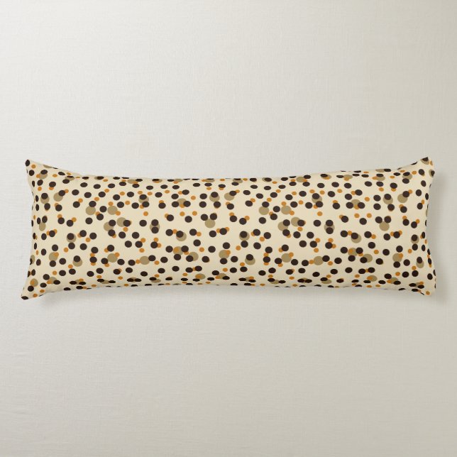 Coussins Longs taches orange, grain de café et beige (Devant)