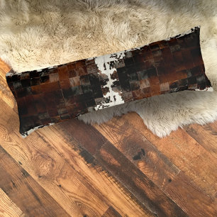 Coussins Longs Tan Cowhide Patchwork Imprimer