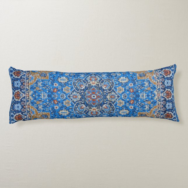 Coussins Longs Tapis persan turc bleu oriental antique (Dos)