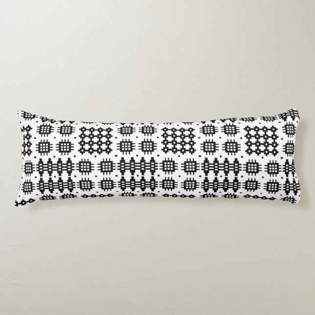 Coussins Longs Tapisserie galloise Faux Oreillers noir et blanc (Devant)